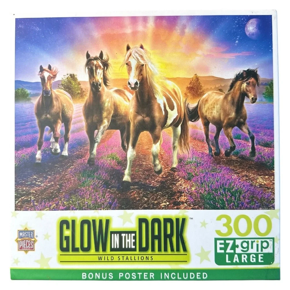 Glow in the Dark - Wild Stallions 300 Piece EZ Grip Puzzle - Kids Puzzle
